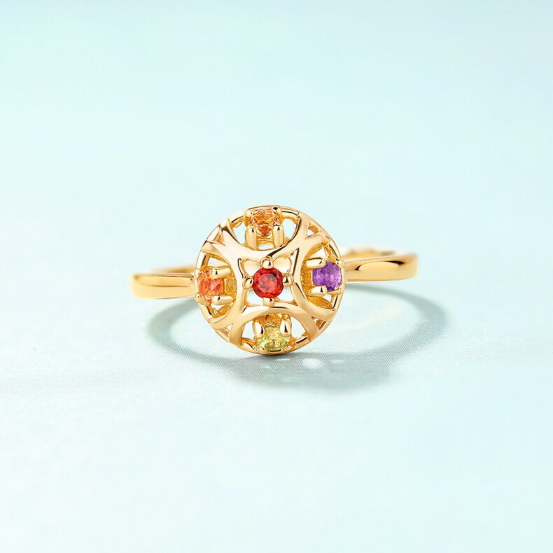 Mozambique Garnet Gemstone S925 Sterling Silver Ring with 9k Yellow Gold Plating